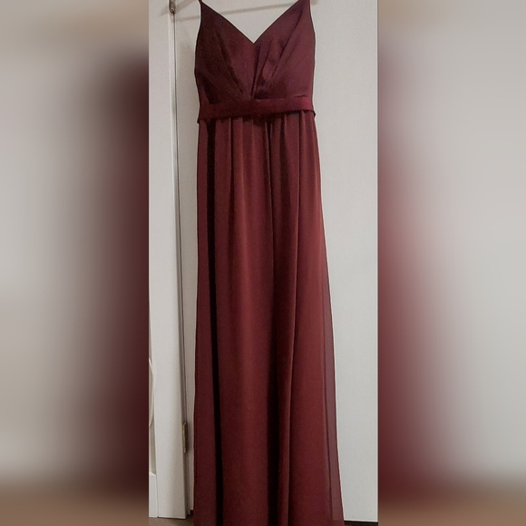 White by Vera Wang Wine V-Neck Maxi Dress with Side Slit - Picture 5 of 11